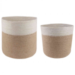 Taimepoti komplekt 2 pcs looduslik ja valge &oslash; 28 x 28 cm