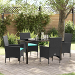 Lauda ja toolide komplekt padjaga 5 pcs must pe rattan