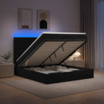Ottomani voodi madratsi ja led-idega must 140 x 190 cm kangas