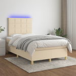 Kontinentaalvoodi madrats ja led, kreemjas, 120x200 cm, kangas