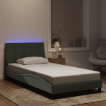 Voodiraam led ilma madratsita hanko, helehall, 100x200 cm, samet
