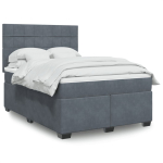 Kontinentaalvoodi madratsiga, tumehall, 140x200 cm, samet