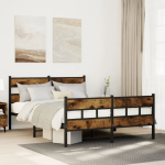Metallist voodiraam ilma madratsita suitsutatud tamm 160x200 cm