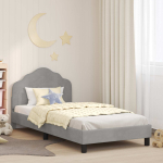 Laste voodiraam peatoega peaga helehall 90 x 190 cm samet