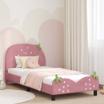 Laste voodiraam peatoega peaga roosa 90 x 190 cm samet