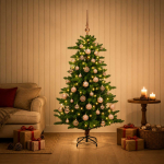 Tehisj&otilde;ulukuusk koos kaunistustega 120 cm 150 led-i soe valge