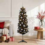 Kitsas kunstkuusk koos j&otilde;ulukuulidega 120 cm 150 led-i