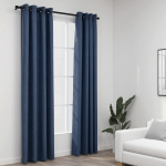 Linase v&auml;limusega pimendavad kardinad 2 tk sinine 140 x 245 cm