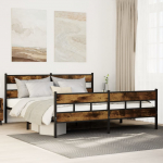 Metallist voodiraam ilma madratsita suitsutatud tamm 183x213 cm