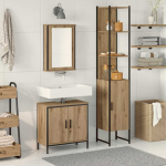 Vannitoa m&ouml;&ouml;bleset riiuliga ladustamisega 3 pcs pruun tehispuit