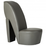 K&otilde;rge kontsa kujuga tool, hall, kunstnahk