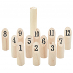 13-osaline kubb viskem&auml;ng numbritega, kandekotiga, m&auml;nnipuit