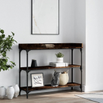 Riiulitega konsoollaud, suitsutatud tamm, 100 x 30 x 80 cm