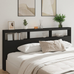 Voodipeatsi kapp led-tuledega, must, 220 x 17 x 102 cm