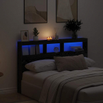 Voodipeatsi kapp led-tuledega, musta tamm, 160x17x102 cm