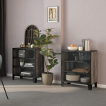 Hoiukapp 2 tk, hall, 72 x 36 x 82 cm, metall ja mdf