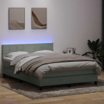 Kontinentaalvoodi madrats ja led, helehall, 160x210 cm, samet