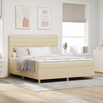 Led box spring voodi madratsiga peaga cream 180 x 200 cm kangas