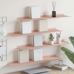 Seinariiul riiuliga ladustamisega 4 pcs roosa 80 x 18 x 2,5 cm