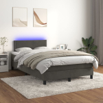 Kontinentaalvoodi madrats ja led, tumehall, 120x200 cm, samet