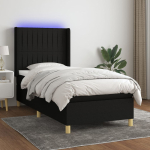 Kontinentaalvoodi madrats ja led, must, 80x200 cm, kangas