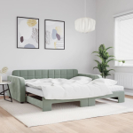 Diivanvoodi v&auml;ljat&otilde;mmatava osaga, helehall, 100x200 cm, samet