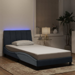 Voodiraam led ilma madratsita hanko, tumehall, 100x200 cm, samet