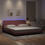 Voodiraam led-iga ilma madratsita, roosa, 200x200 cm, samet