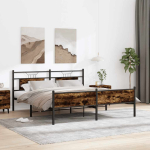 Metallist voodiraam ilma madratsita suitsutatud tamm 160x200 cm