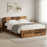 Voodiraam ladustamisega peaga vana puit 140 x 190 cm tehispuit