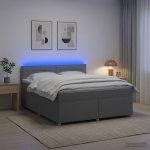 Vedruvoodi madratsiga led-ribadega helehall 140 x 200 cm kangas