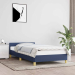 Voodiraam peatsiga ilma madratsita sinine 90x200 cm kangas