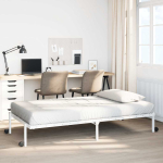 Voodiraam ilma madratsita kokkupandav valge 90x200 cm terasest