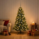 Kunstkuusk koos j&otilde;ulukuuliga 120 cm 150 led-i soe valge