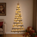 Rippuv j&otilde;ulupuu pallidega 150 cm 80 led-i soe valge