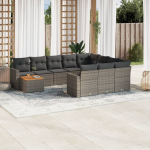 11-osaline aiadiivani komplekt patjadega, hall, pol&uuml;rotang