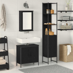 Vannitoa m&ouml;&ouml;bleset riiuliga ladustamisega 3 pcs must tehispuit