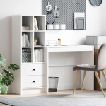 Laud koos hoiuruumiga sahtliga riiuliga 2 pcs valge tehispuit