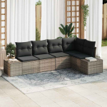 Aia diivanikomplekt padjaga ladustamisega 5 pcs hall pol&uuml;rotang