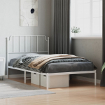 Metallist voodiraam peatsiga, valge, 107x203 cm