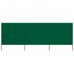 Tuulekaitse sein 3 paneelist, kangas, 400 x 80 cm roheline