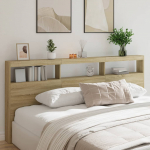 Voodipeatsi kapp led-tuledega, sonoma tamm, 220 x 17 x 102 cm