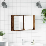 Vannitoa peeglikapp uksega vana puit 80 x 12 x 45 cm tehispuit
