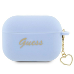 Guess GUAP2LSCHSB AirPods Pro 2 cover blue/blue Silicone Charm Heart Collection