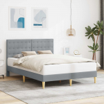 Voodi raam peaga helehall 140 x 190 cm kangas