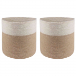 Taimepoti komplekt 2 pcs looduslik ja valge &oslash; 28 x 28 cm