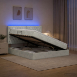 Led-iga voodiraam koos madratsiga helehall 180 x 200 cm samet