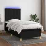 Kontinentaalvoodi madrats ja led, must, 80x200 cm, kangas
