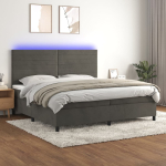 Kontinentaalvoodi madrats ja led, tumehall, 200x200 cm, samet