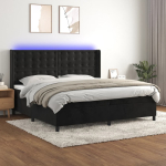 Kontinentaalvoodi madrats ja led, must, 200x200 cm, samet